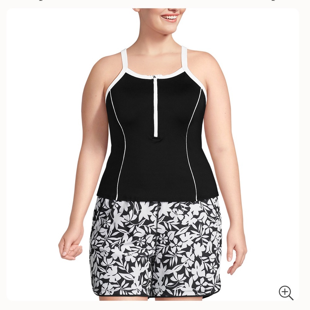Lands’ End Women’s Plus Size High Neck Racerback Swimsuit Tankini Top 16W 18W